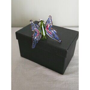 Two's Company Art Glass/Metal Butterfly Bottle Stopper 3.5" in Box